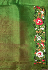 Rani Pink Kantha Pure Silk Saree With Blouse Piece - Adi Akshoy & Co.