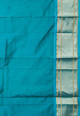 Blue with Rama Green Border Paithani Pure Silk Saree With Blouse Piece - Adi Akshoy & Co.