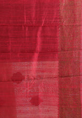 Tussar Colour with Red Border Pure Tussar Silk with Blouse Piece - Adi Akshoy & Co.