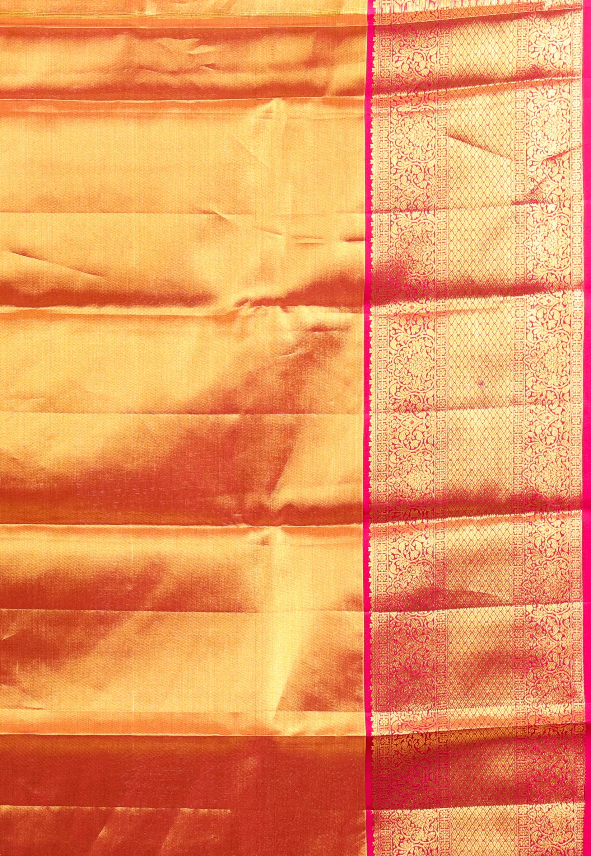 Rani Brocade with Zari work Pure Tissue Kanjivaram Silk Saree With Blouse Piece - Adi Akshoy & Co.