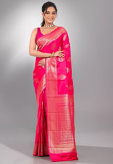 Rani Pink Mashru Silk Saree with Blouse Piece