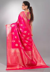 Rani Pink Mashru Silk Saree with Blouse Piece