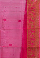 Rama Green with Orange Border Pure Kora Silk Saree With Blouse Piece - Adi Akshoy & Co.