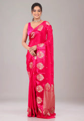 Rani Pink Mashru Silk Saree with Blouse Piece - Adi Akshoy & Co.