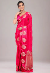 Rani Pink Mashru Silk Saree with Blouse Piece - Adi Akshoy & Co.