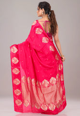 Rani Pink Mashru Silk Saree with Blouse Piece - Adi Akshoy & Co.