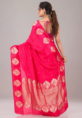 Rani Pink Mashru Silk Saree with Blouse Piece - Adi Akshoy & Co.