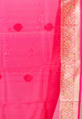 Rani with Zari work Pure Kora Silk Saree With Blouse Piece - Adi Akshoy & Co.