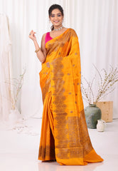 Mustard Pure Tussar Silk with Blouse Piece - Adi Akshoy & Co.