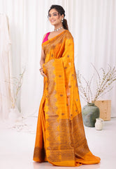 Mustard Pure Tussar Silk with Blouse Piece - Adi Akshoy & Co.