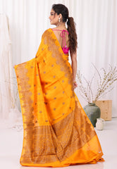 Mustard Pure Tussar Silk with Blouse Piece - Adi Akshoy & Co.