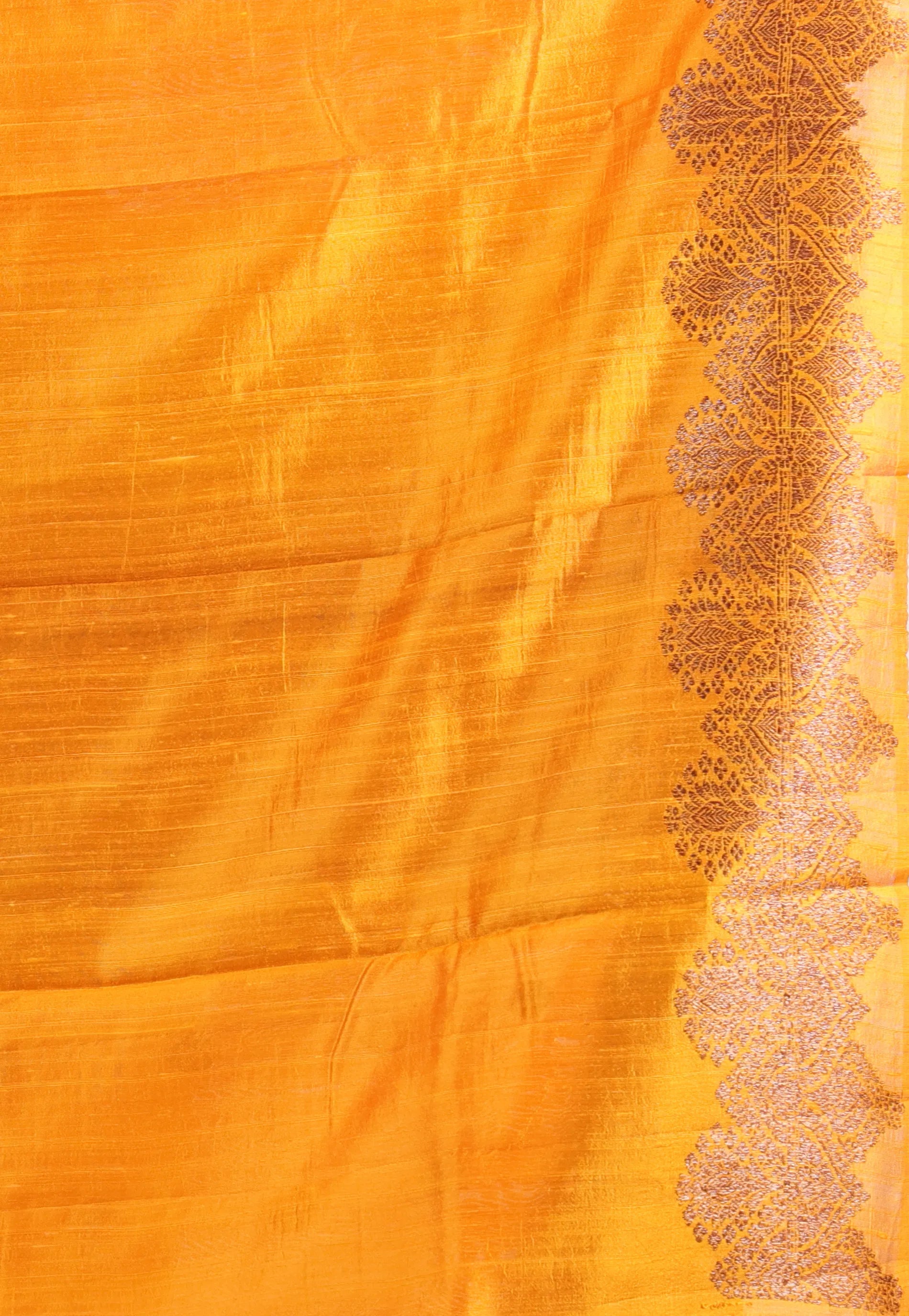 Mustard Pure Tussar Silk with Blouse Piece - Adi Akshoy & Co.
