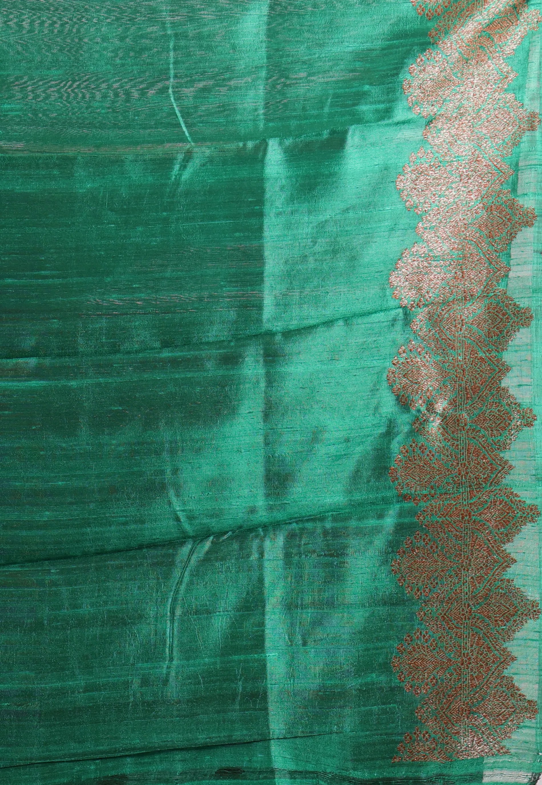 Rama Green Pure Tussar Silk with Blouse Piece - Adi Akshoy & Co.