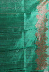 Rama Green Pure Tussar Silk with Blouse Piece - Adi Akshoy & Co.