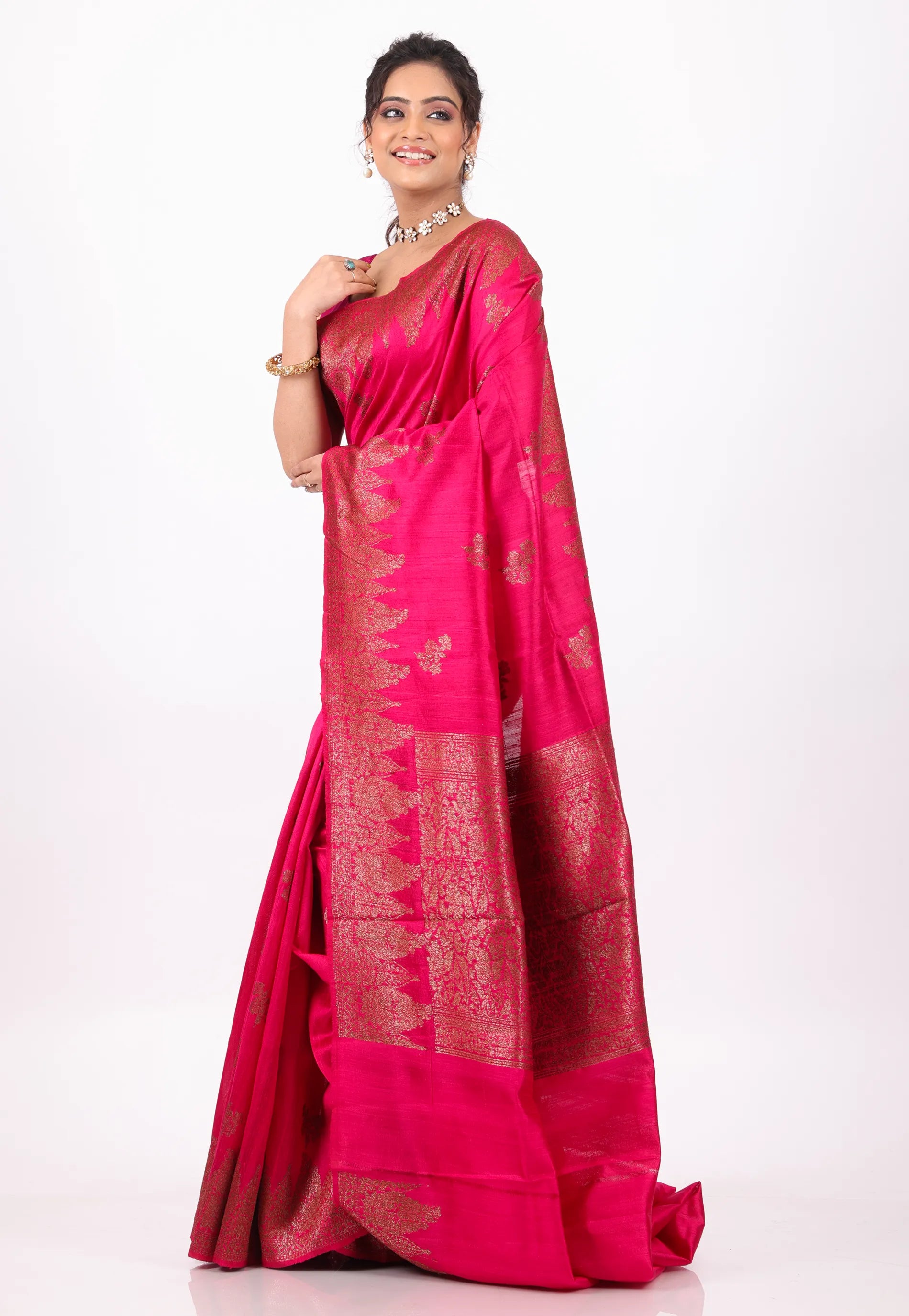 Rani Pure Tussar Silk with Blouse Piece - Adi Akshoy & Co.