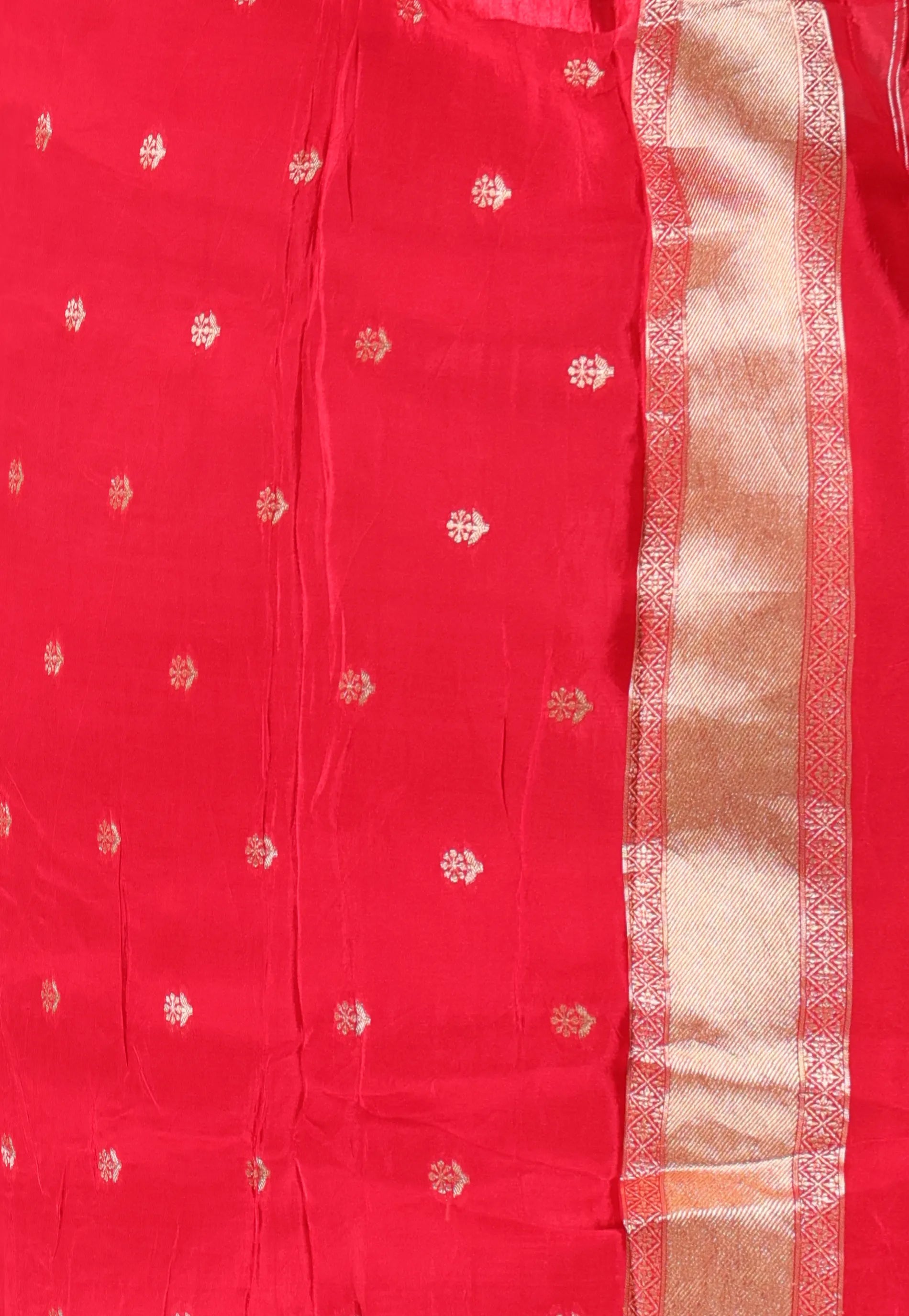 Red Mashru Silk Saree with Blouse Piece - Adi Akshoy & Co.