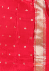 Red Mashru Silk Saree with Blouse Piece - Adi Akshoy & Co.