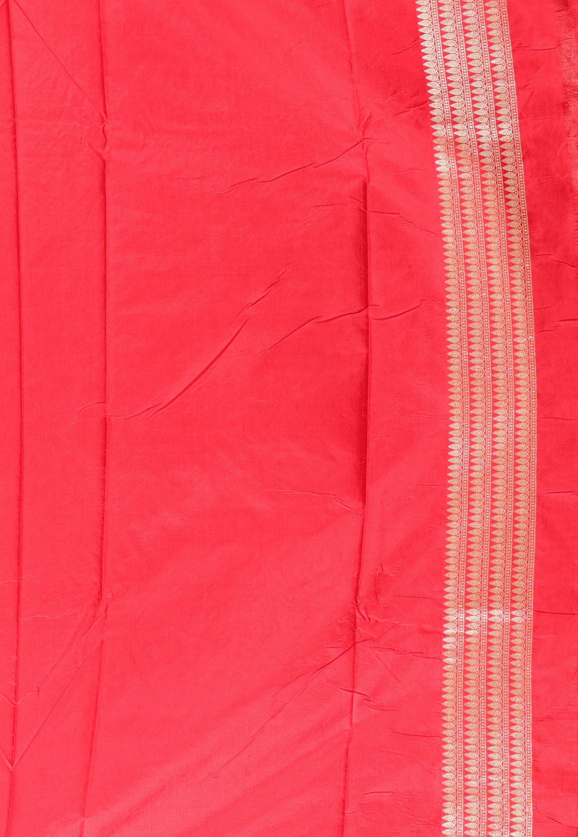 Beige with Red Border Katan Silk Saree With Blouse Piece - Adi Akshoy & Co.