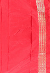Beige with Red Border Katan Silk Saree With Blouse Piece - Adi Akshoy & Co.
