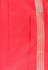 Beige with Red Border Katan Silk Saree With Blouse Piece - Adi Akshoy & Co.