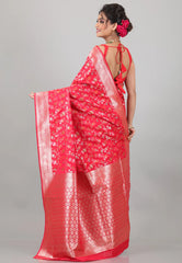 Rani with Resham Zari work Katan Silk Saree With Blouse Piece - Adi Akshoy & Co.