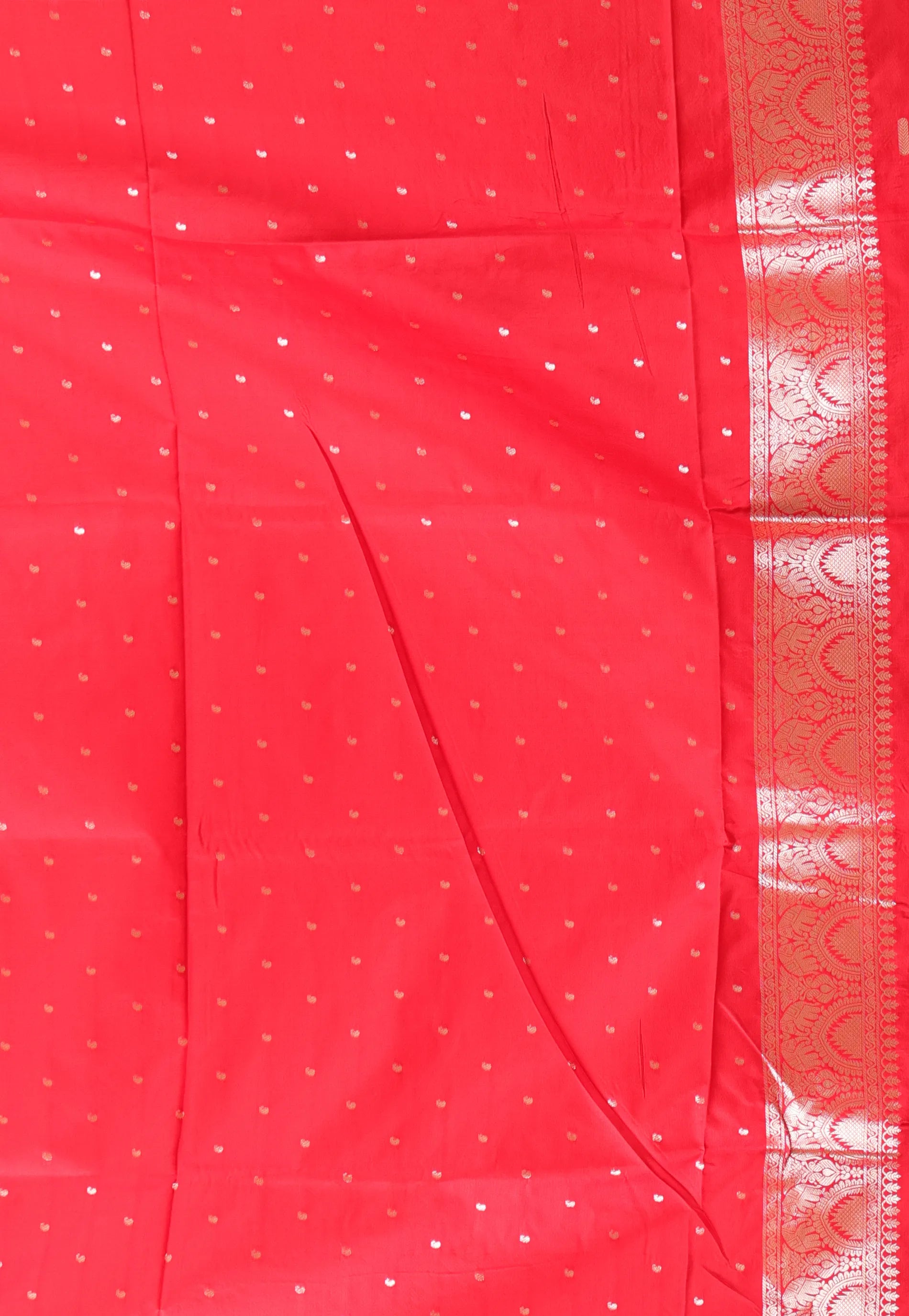 Off White with Red Border Katan Silk Saree With Blouse Piece - Adi Akshoy & Co.