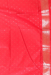 Off White with Red Border Katan Silk Saree With Blouse Piece - Adi Akshoy & Co.