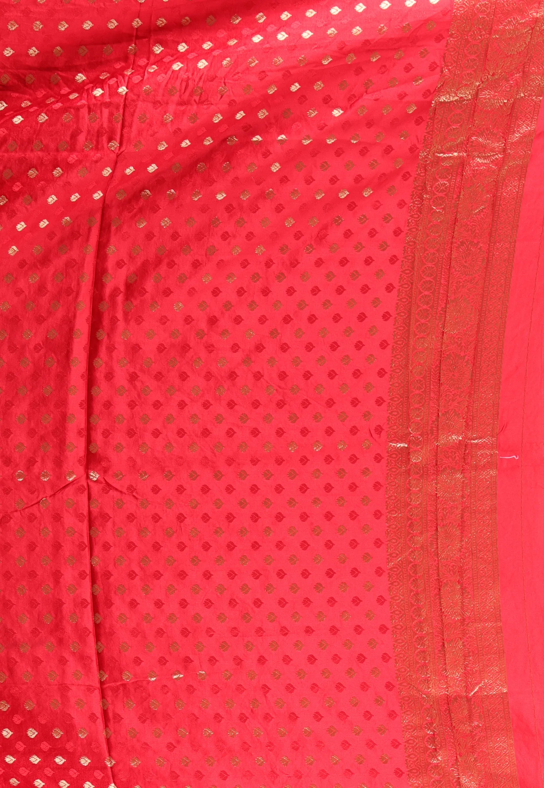 Off White with Red Mashru Silk Saree with Blouse Piece - Adi Akshoy & Co.