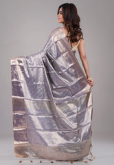 Navy Blue Brocade Kanjivaram with Golden Zari work with Blouse Piece