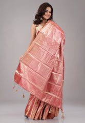 Red with Golden Zari work Kanjivaram with Blouse Piece