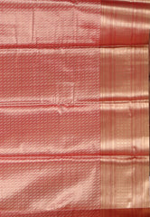 Red with Golden Zari work Kanjivaram with Blouse Piece