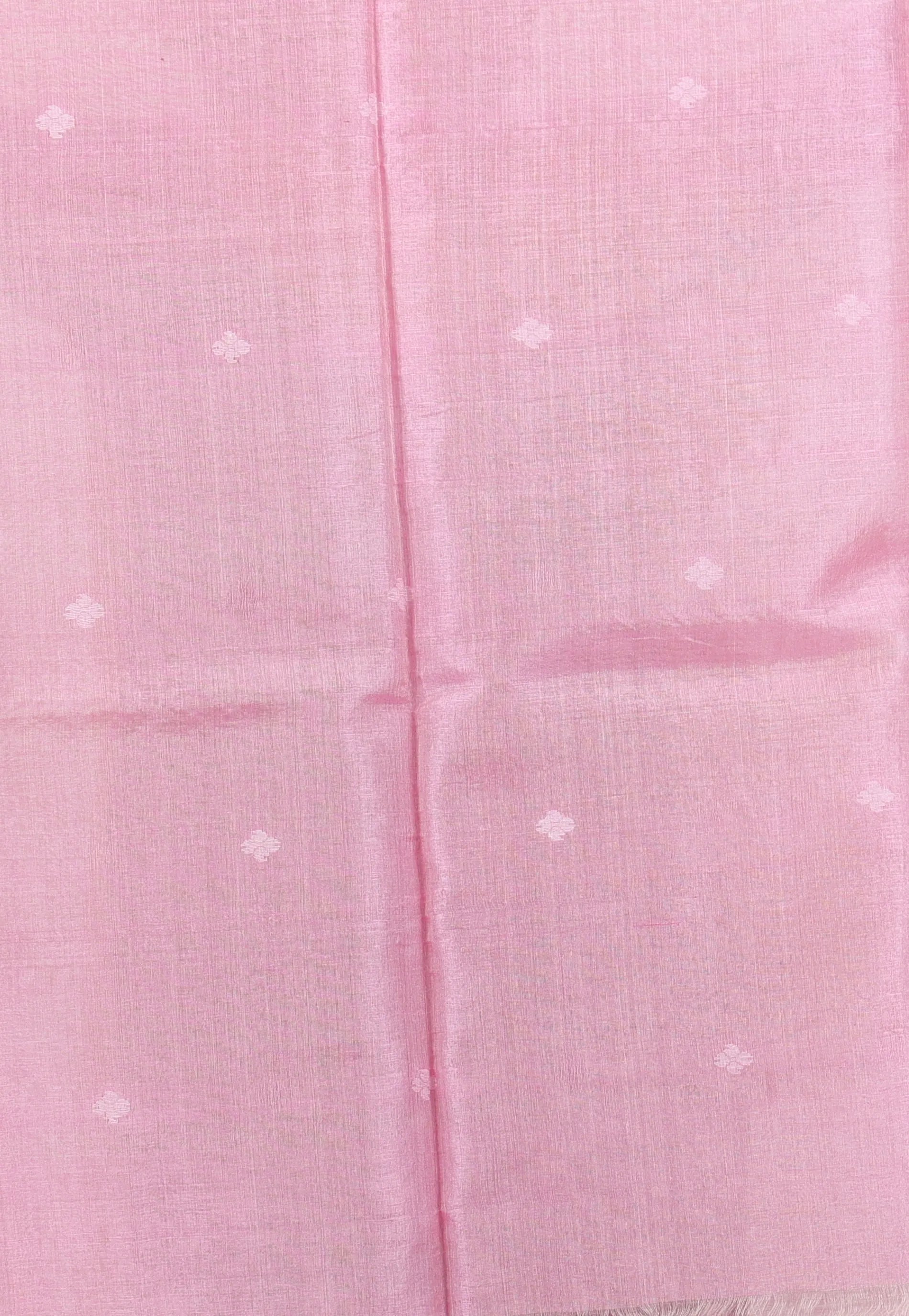 Pink Dhakai Jamdani Pure Tussar Silk Saree with Blouse Piece