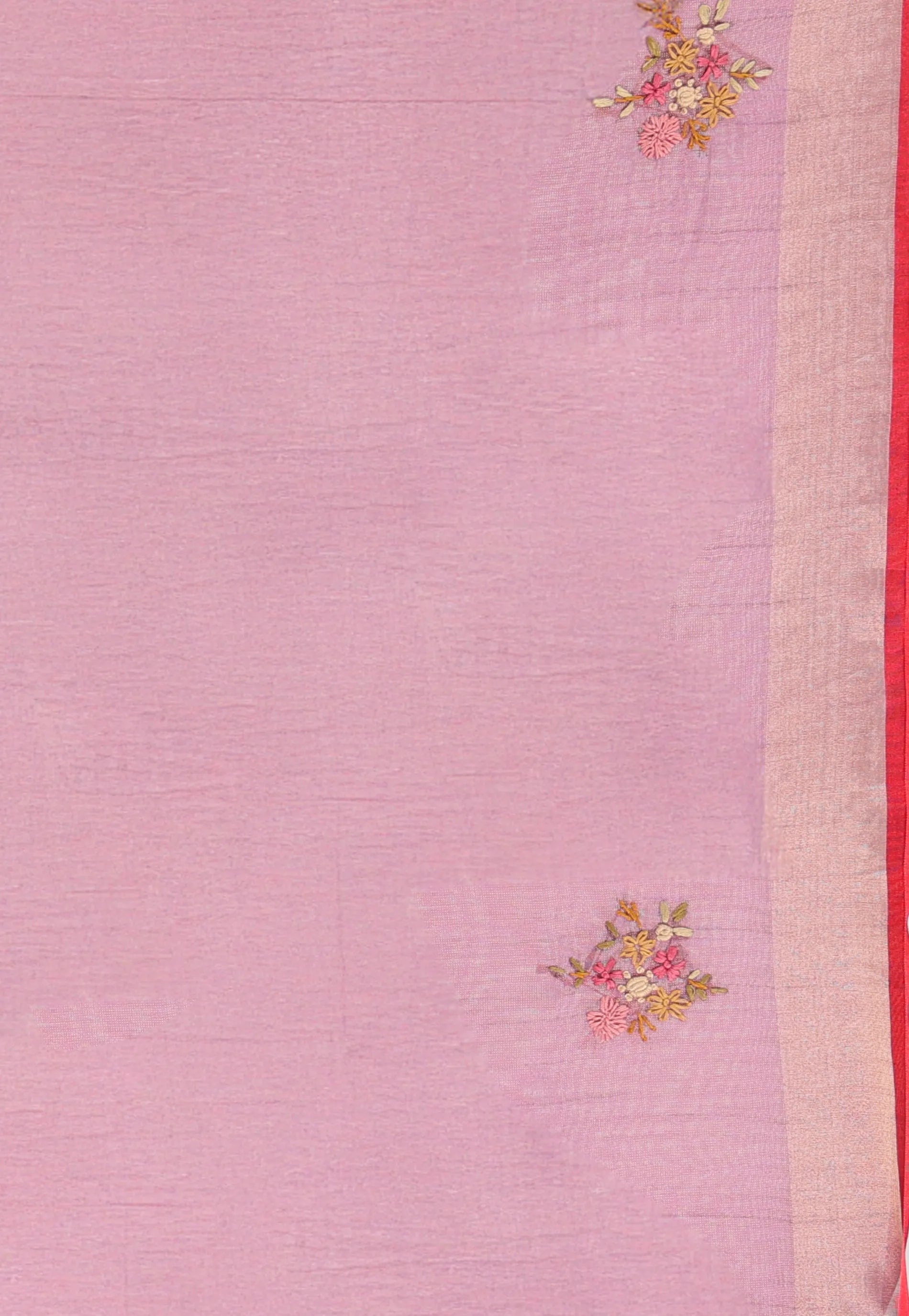 Onion Pink Kantha Silk Saree With Blouse Piece - Adi Akshoy & Co.