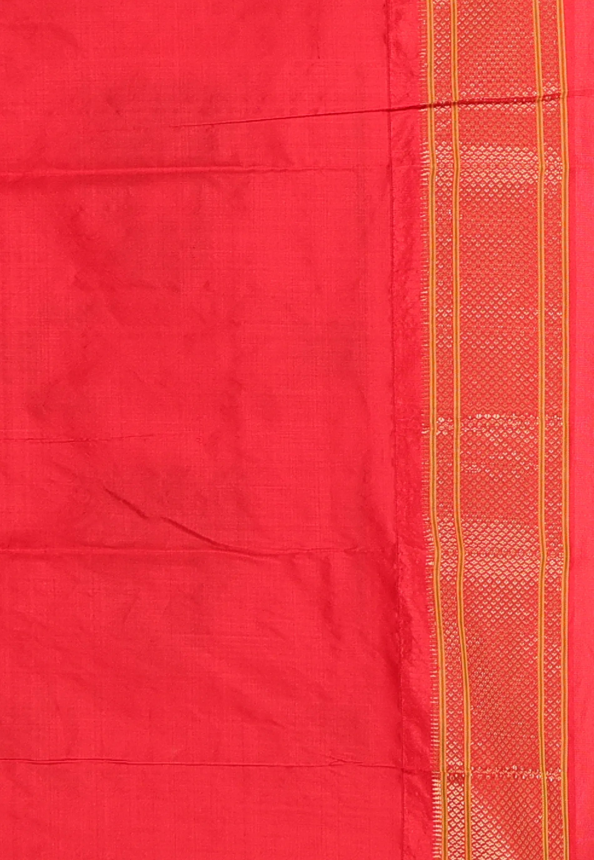 Magenta with Red Zari Border Pure Paithani Silk Saree With Blouse Piece - Adi Akshoy & Co.