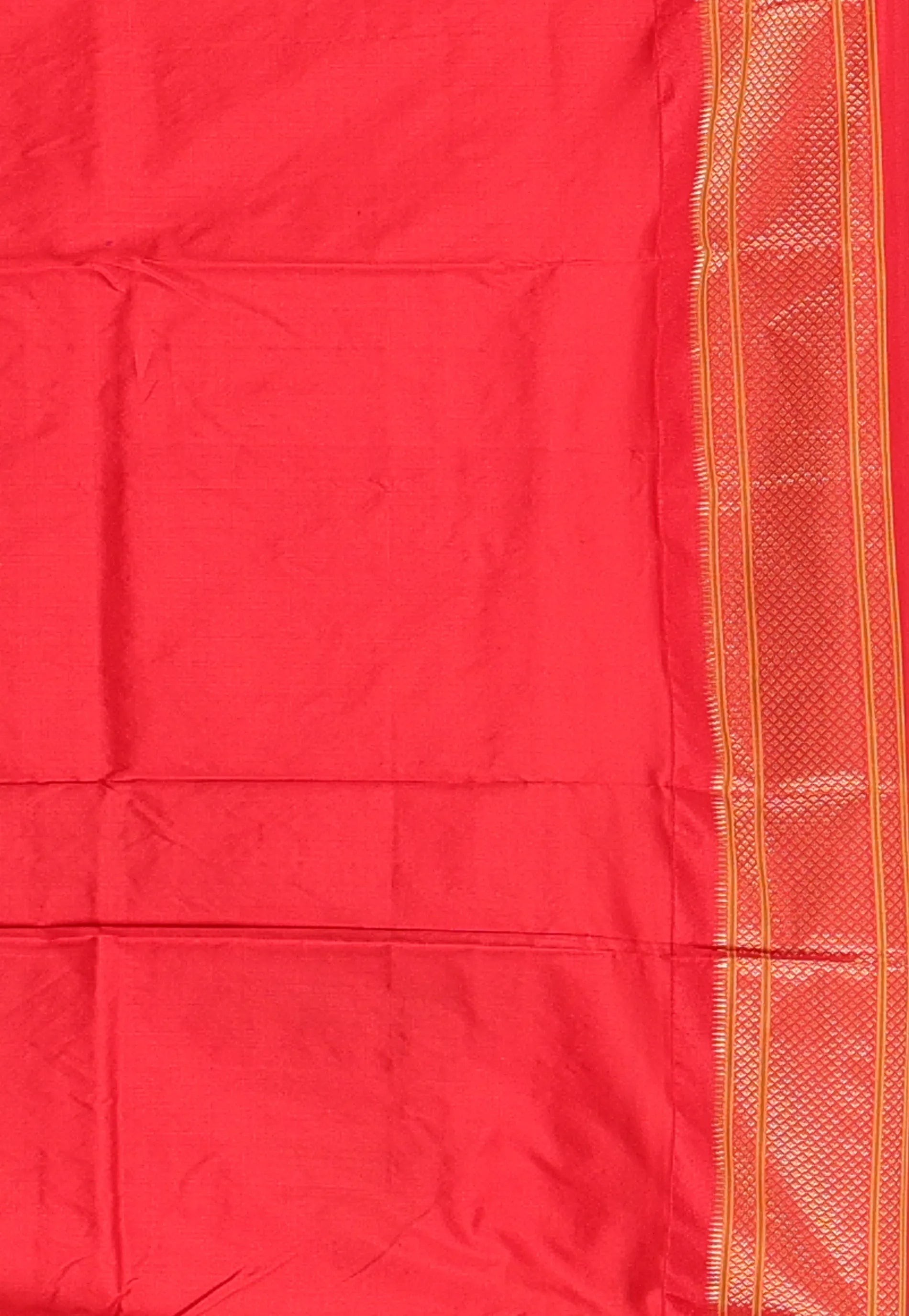 Blue with Red Border Paithani Pure Silk Saree With Blouse Piece - Adi Akshoy & Co.