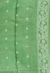 Pesta Green Pure Tussar Dhakai Jamdani Saree with Blouse Piece - Adi Akshoy & Co.