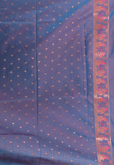 Dual shades of Purple & Blue Baluchari Silk Saree with Blouse Piece - Adi Akshoy & Co.