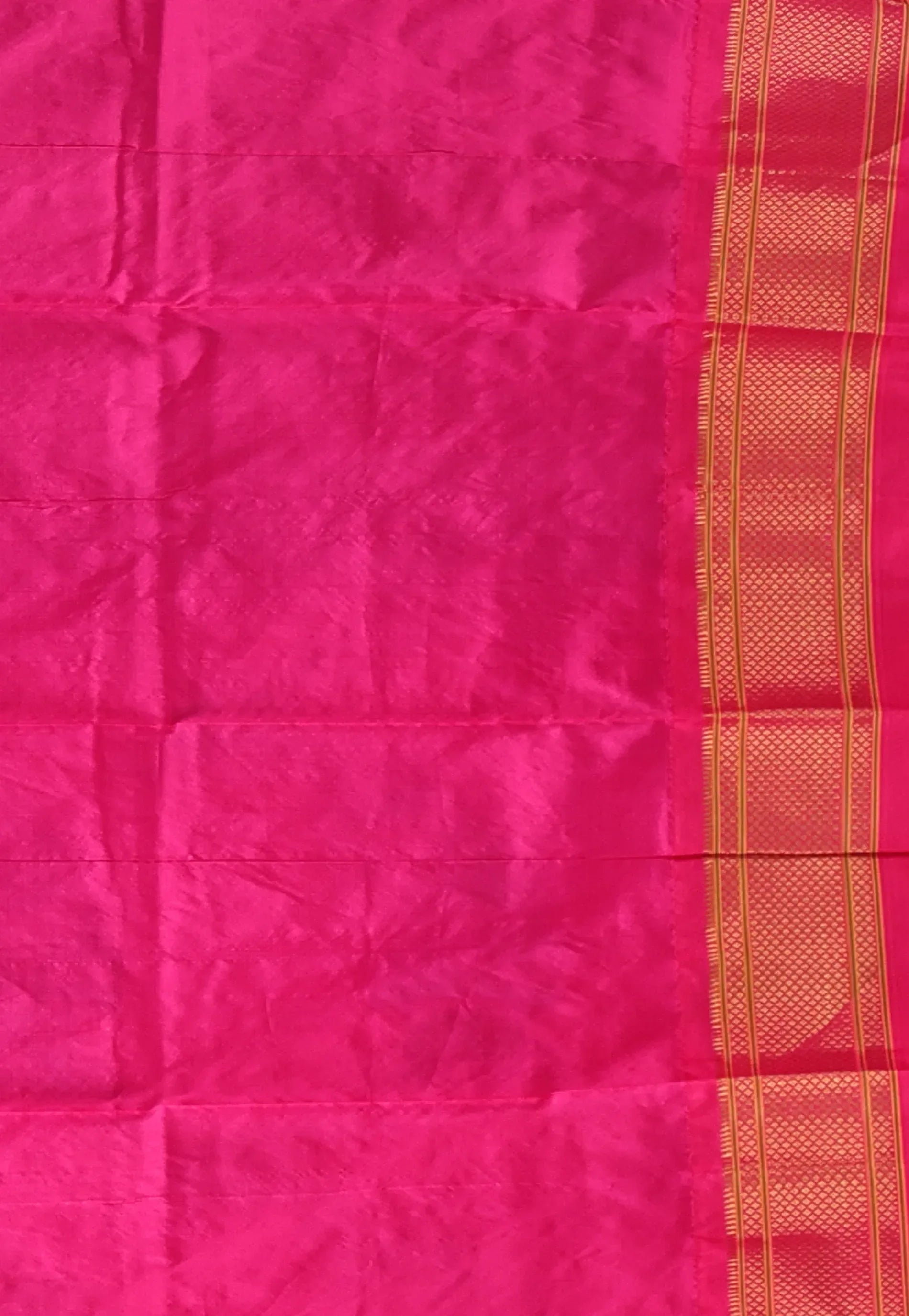 Magenta with Red Zari Border Pure Paithani Silk Saree With Blouse Piece - Adi Akshoy & Co.