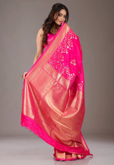 Rani with Golden Zari Mashru Silk Saree with Blouse Piece - Adi Akshoy & Co.