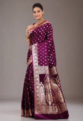 Magenta Wedding Banarasi Saree with Blouse Piece - Adi Akshoy & Co.