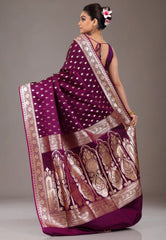 Magenta Wedding Banarasi Saree with Blouse Piece - Adi Akshoy & Co.