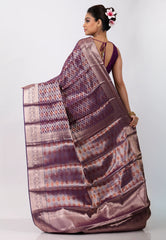 Magenta with Zari work Kanjivaram Silk Saree With Blouse Piece - Adi Akshoy & Co.