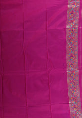 Feroza Blue with Magenta Border Kanjivaram Silk Saree With Blouse Piece - Adi Akshoy & Co.