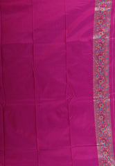 Feroza Blue with Magenta Border Kanjivaram Silk Saree With Blouse Piece - Adi Akshoy & Co.
