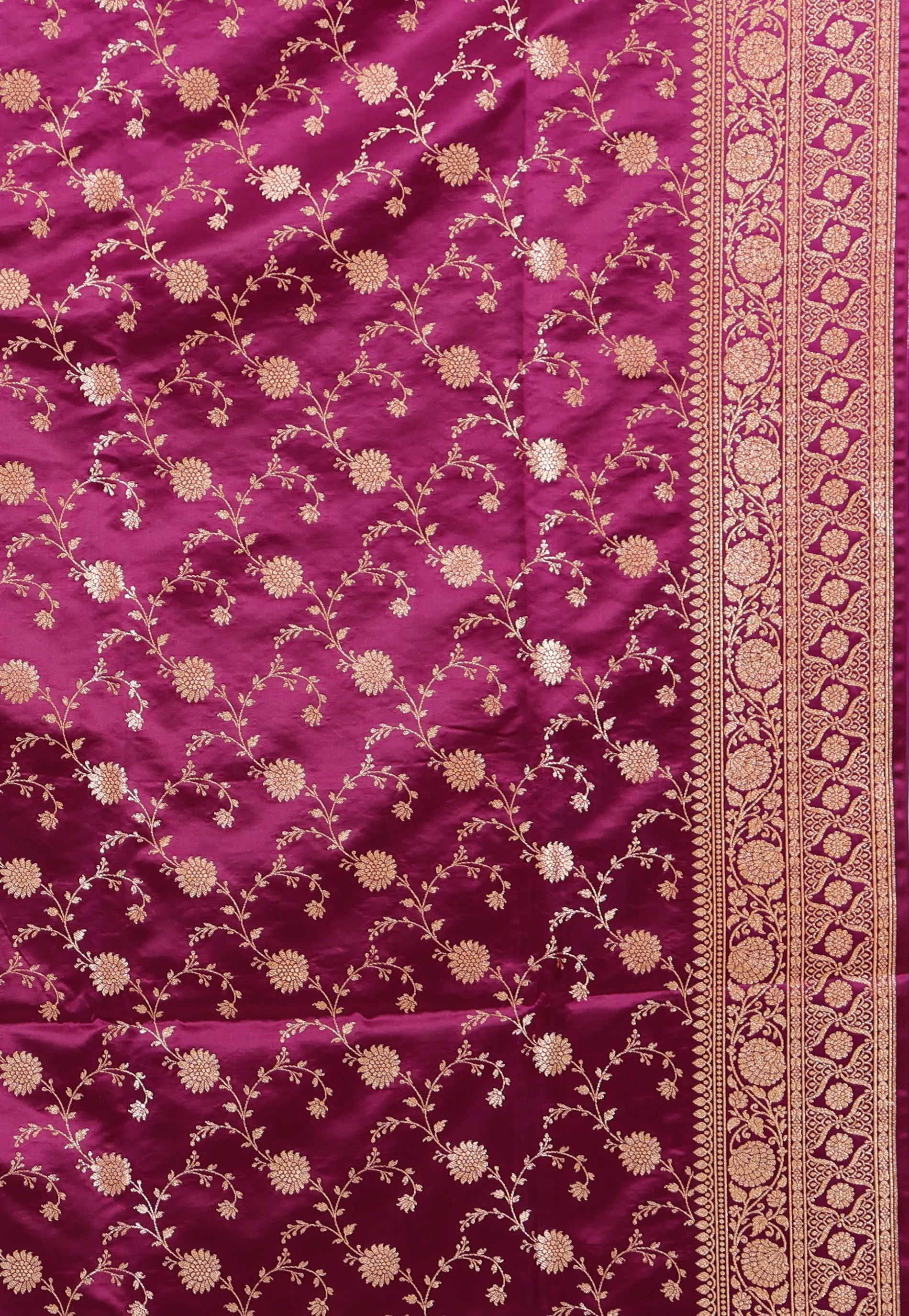 Purple with Magenta Border Pastel Banarasi Saree With Blouse Piece - Adi Akshoy & Co.