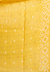 Yellow Pure Tussar Dhakai Jamdani Saree with Blouse Piece - Adi Akshoy & Co.