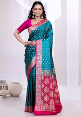 Rama Green Wedding Banarasi Silk Saree with Blouse Piece - Adi Akshoy & Co.