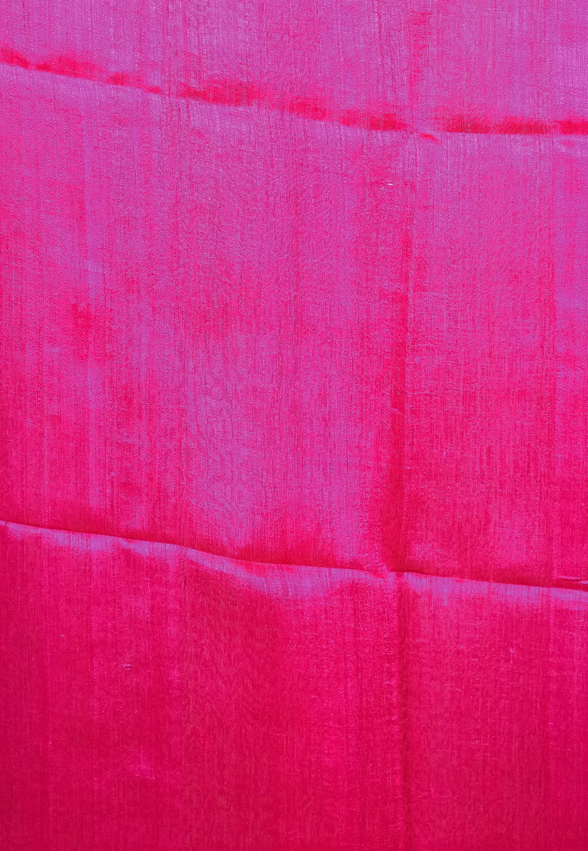 Rani Pink Matka with sequence Border Kora Handloom Pure Silk Saree With Blouse Piece - Adi Akshoy & Co.