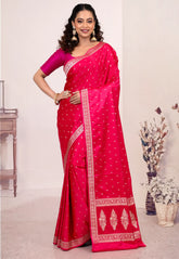 Rani Pink Mashru Silk Saree with Blouse Piece - Adi Akshoy & Co.