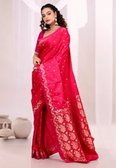 Rani Pink Mashru Silk Saree with Blouse Piece - Adi Akshoy & Co.